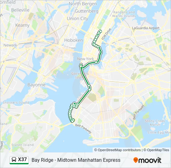 X37 Bus Line Map