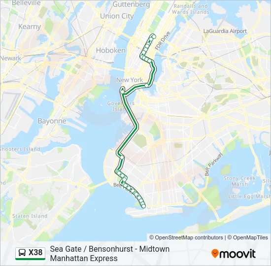 X38 Bus Line Map