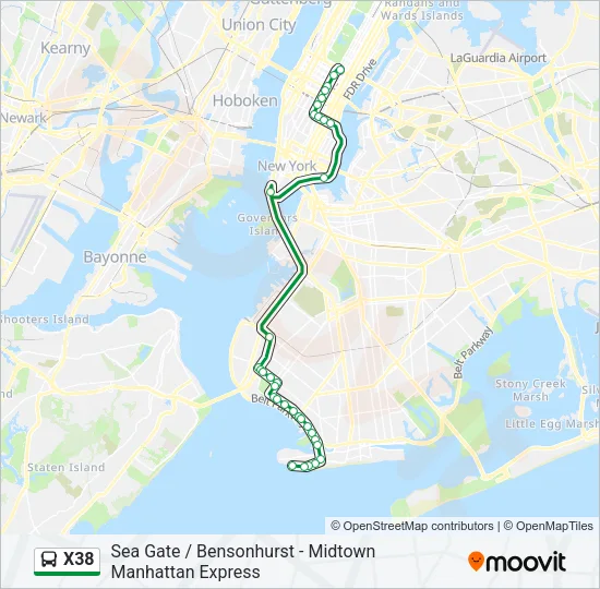 X38 Bus Line Map