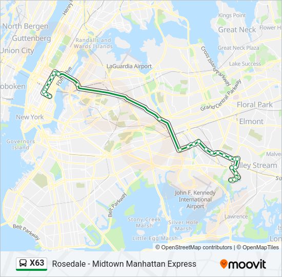 X63 Bus Line Map
