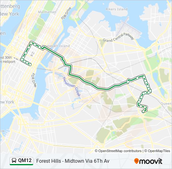 Mapa de QM12 de autobús