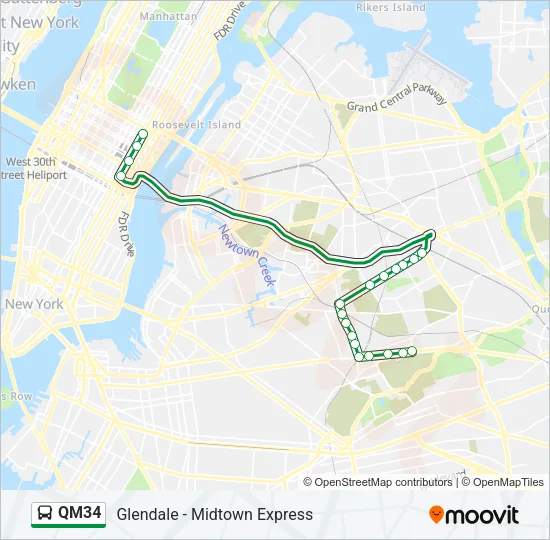 QM34 Bus Line Map