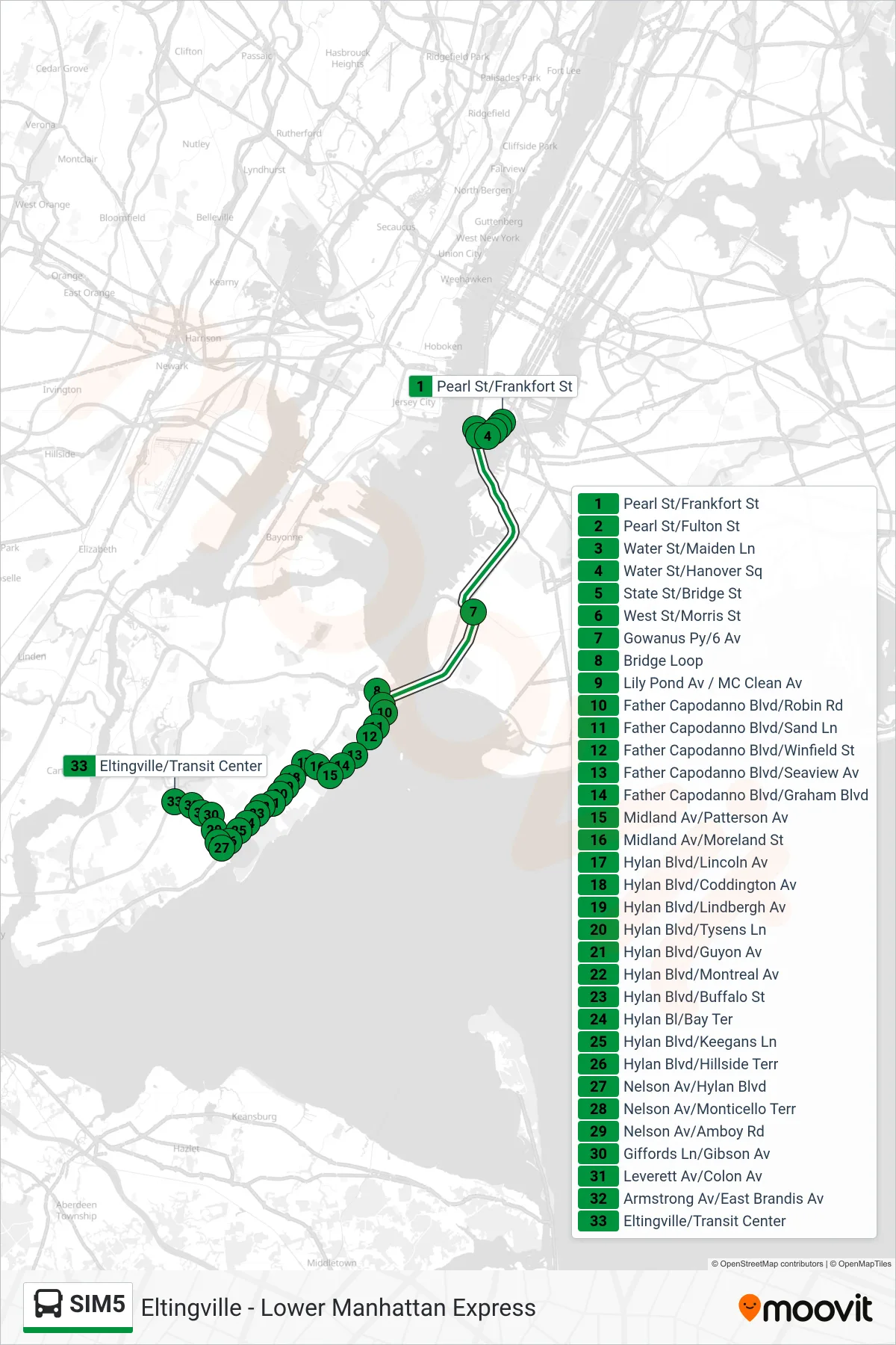 SIM5 bus Line (Eltvlle Trans Ctr Via F Cap Bl Via Gfrds) route and stops on a map