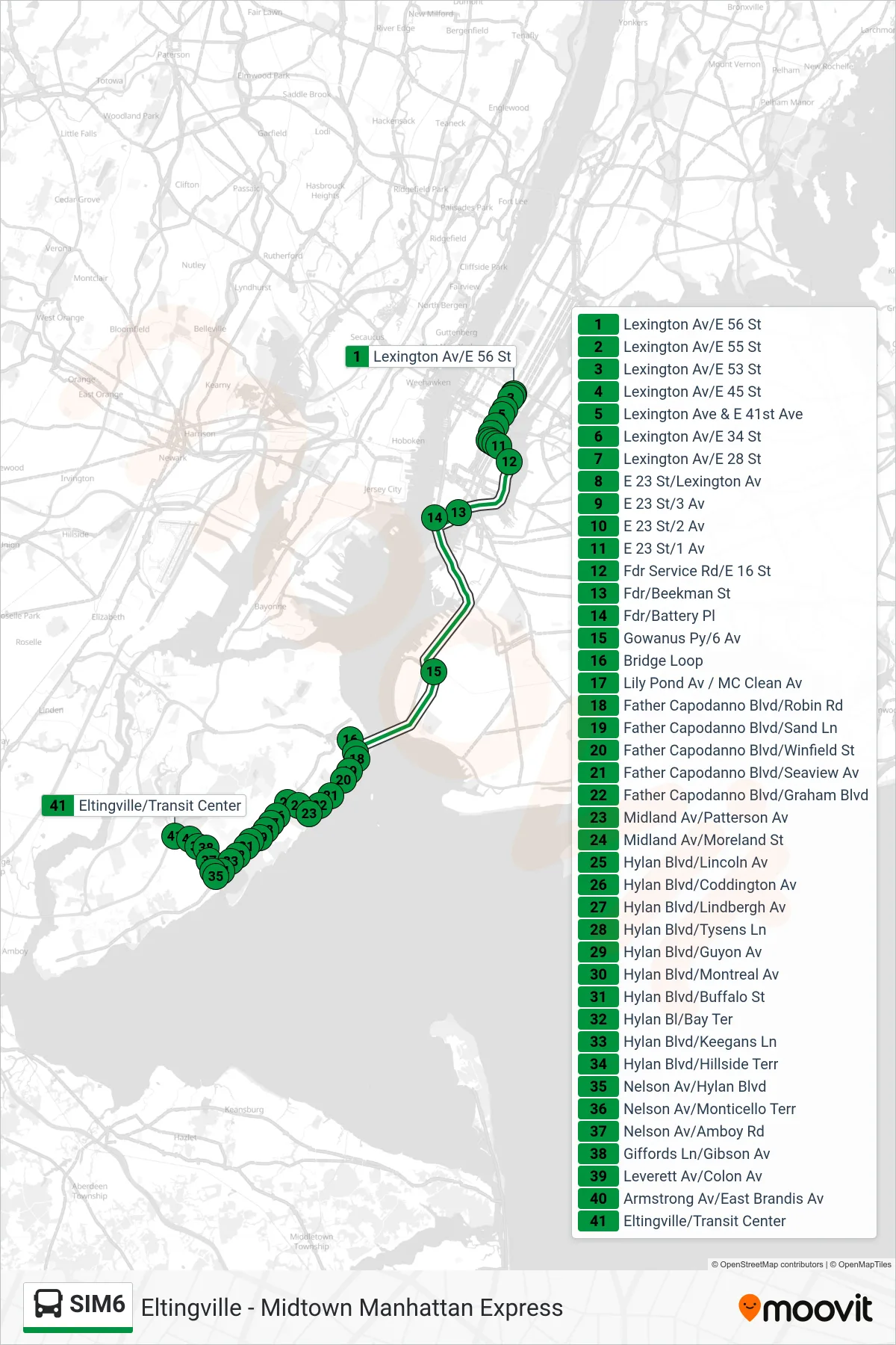 SIM6 bus Line (Eltvlle Trans Ctr Via F Cap Bl Via Gfrds) route and stops on a map
