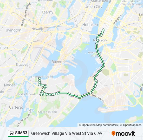 Sim33 Route: Schedules, Stops & Maps - Greenwich Village Via West St 