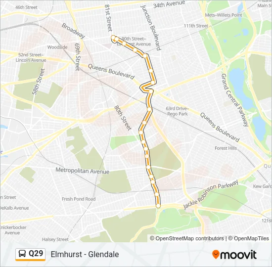 Q29 Bus Line Map