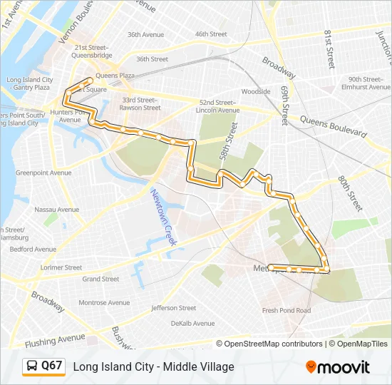 Q67 Bus Line Map