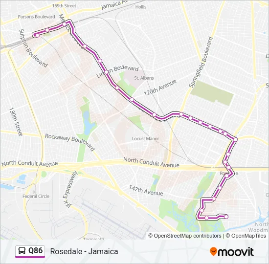 Q86 Bus Line Map