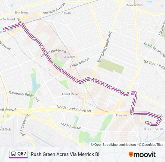 Q87 Bus Line Map