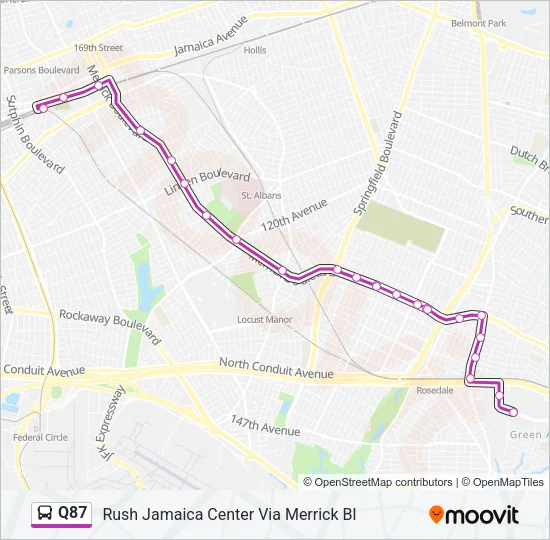Q87 Bus Line Map