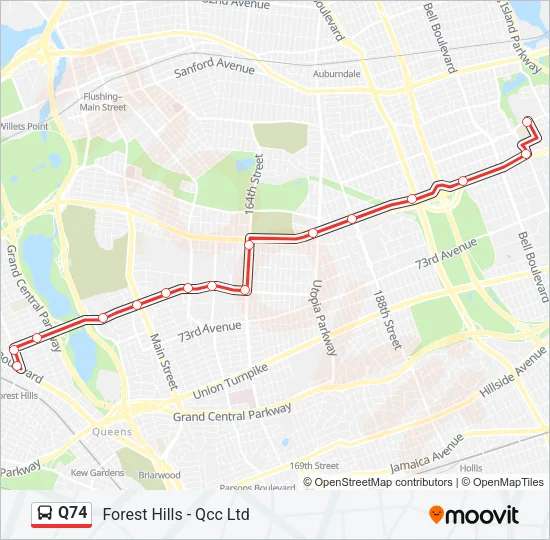 Q74 Bus Line Map