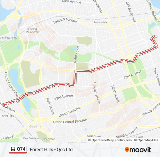 Q74 Bus Line Map