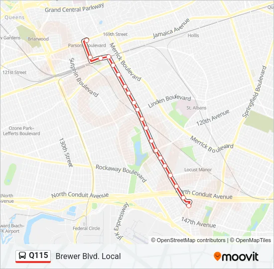 Q115 Bus Line Map