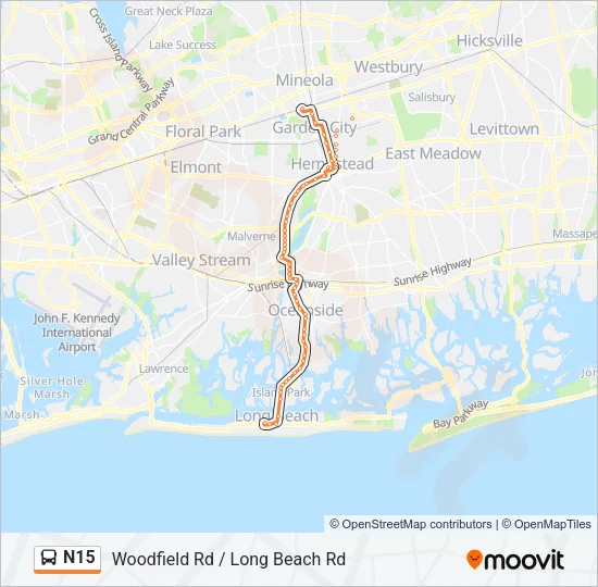 N15 Bus Line Map