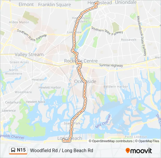 N15 Bus Line Map