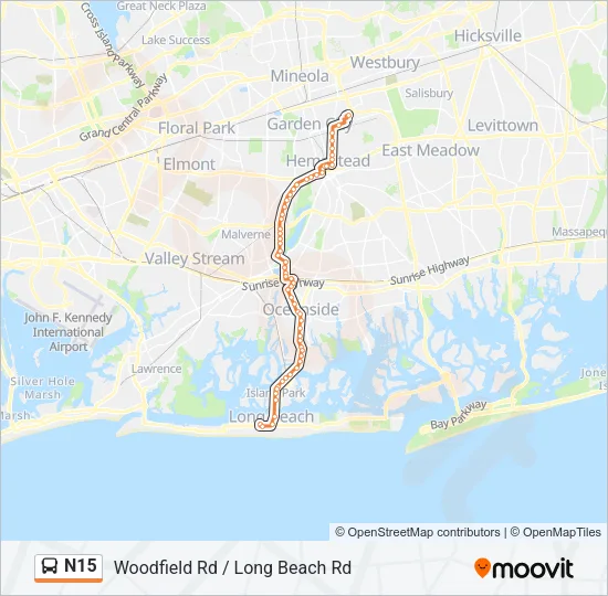 N15 Bus Line Map