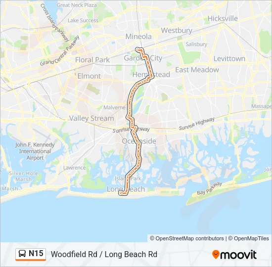N15 Bus Line Map