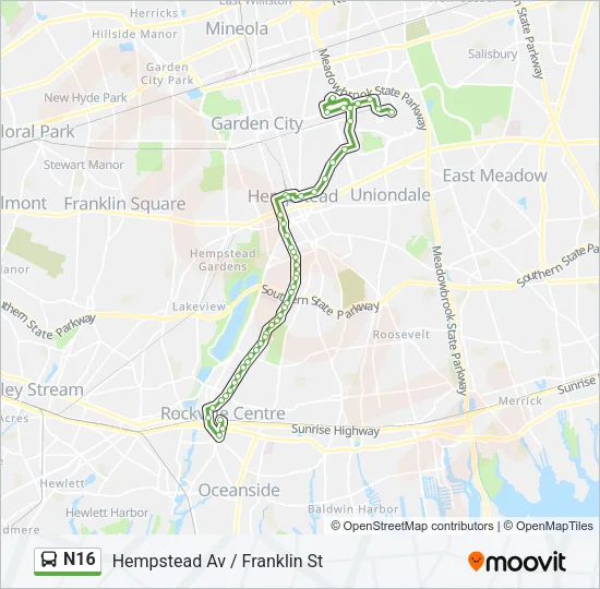 N16 Bus Line Map
