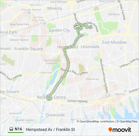 N16 Bus Line Map