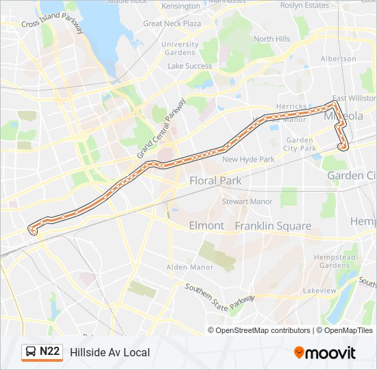 Mapa de N22 de autobús