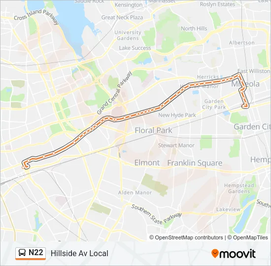 N22 Bus Line Map