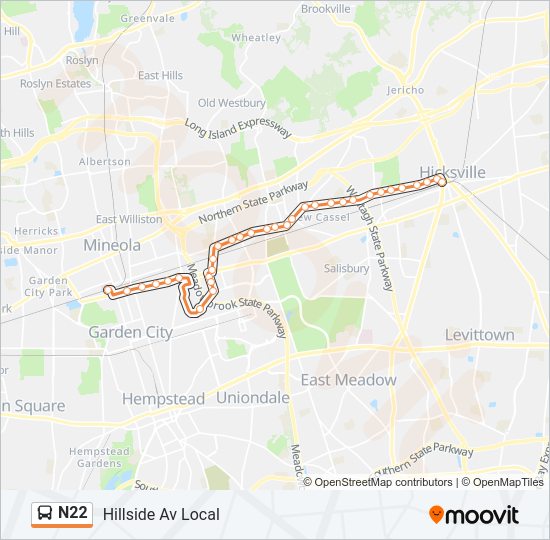 N22 bus Line Map