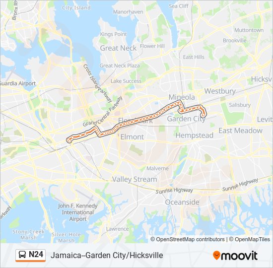 Mapa de N24 de autobús