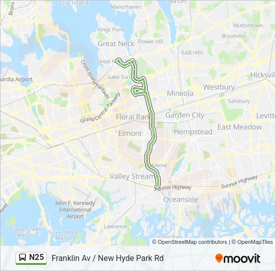N25 Bus Line Map