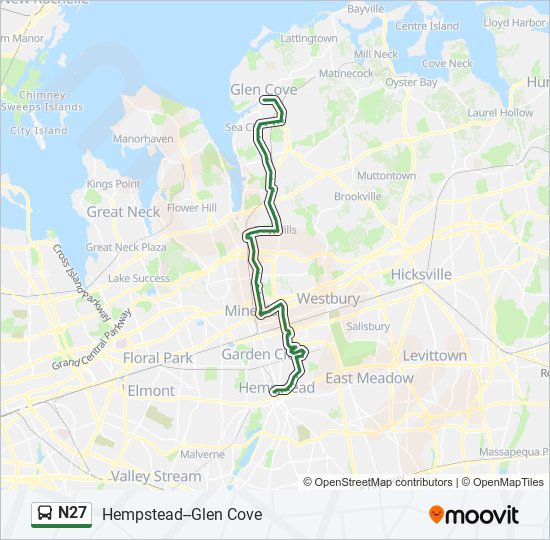 N27 bus Line Map