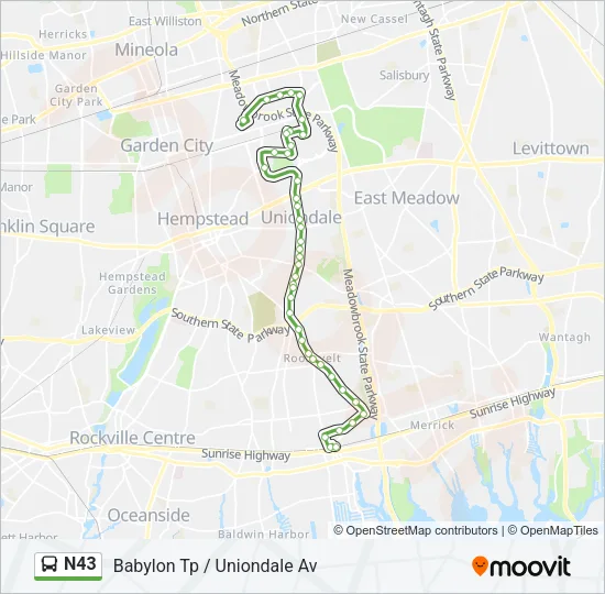 N43 Bus Line Map