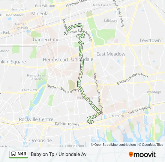 N43 Bus Line Map