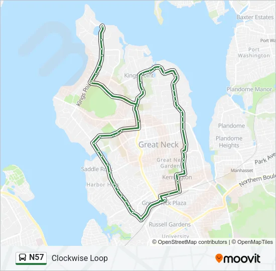 N57 Bus Line Map