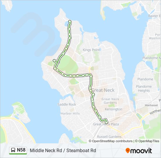 N58 bus Line Map