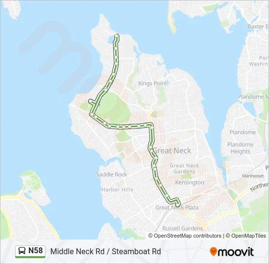N58 Bus Line Map