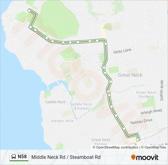 N58 Bus Line Map