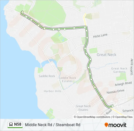 N58 Bus Line Map