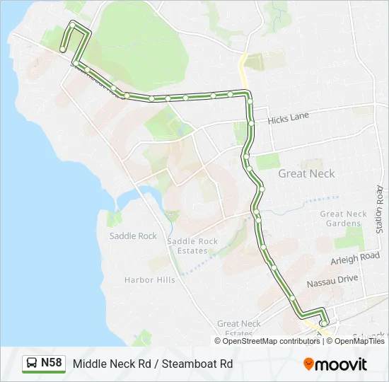 N58 Bus Line Map