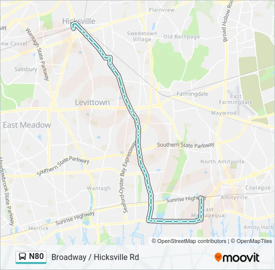 N80 Bus Line Map