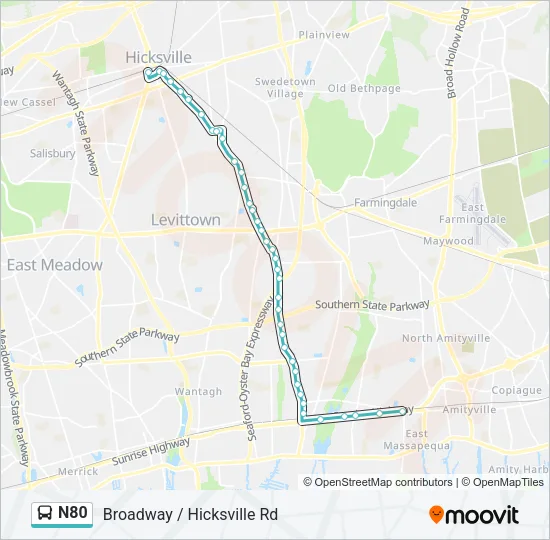 N80 Bus Line Map
