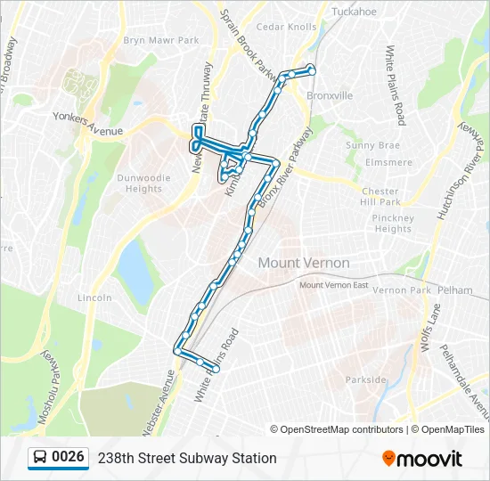 0026 Route: Schedules, Stops & Maps - 238th Street Subway Station (Updated)