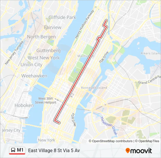 M1 Bus Line Map