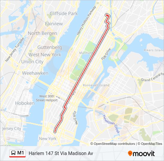 m1 Route: Schedules, Stops & Maps - Harlem 147 St Via Madison Av (Updated)