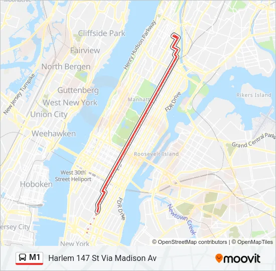 M1 Bus Line Map