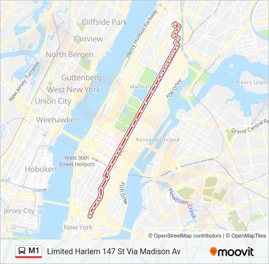 M1 Bus Line Map