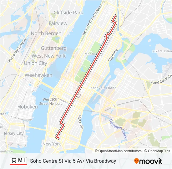 M1 Bus Line Map