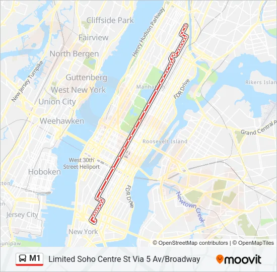 M1 Bus Line Map