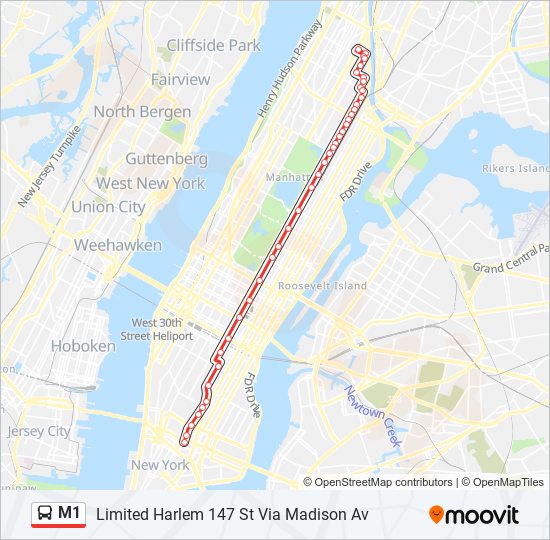 m1 Route: Schedules, Stops & Maps - Limited Harlem 147 St Via Madison ...