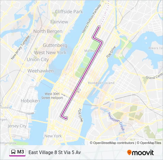 M3 Bus Line Map