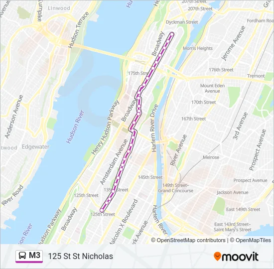 M3 Bus Line Map