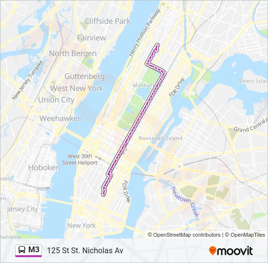 M3 Bus Line Map